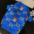 Blue Bear Gucci Style Print Dog Sweater - Cute Pet Fashion