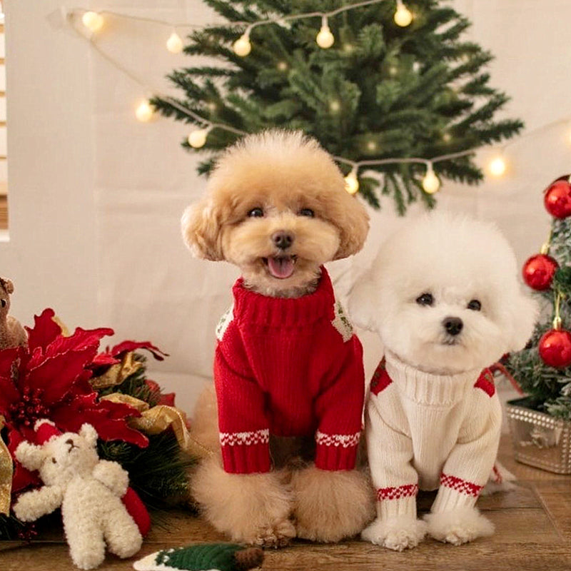 Festive Xmas Knitted Dog Sweater - Ideal for Smaller Breeds
