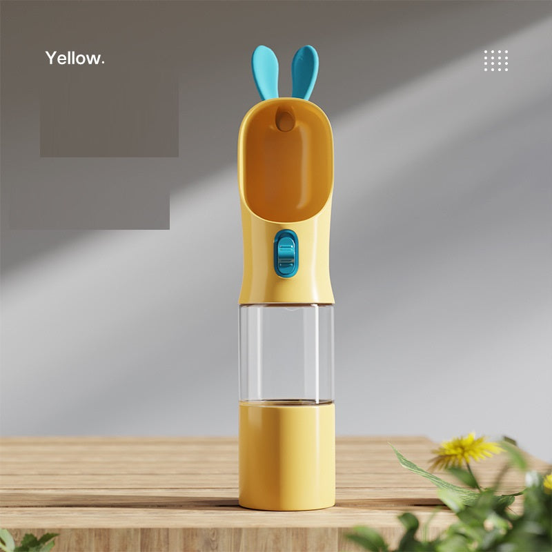 Portable Travel Pet Water & Food Cup – 400ml | Green, White, Grey & Yellow
