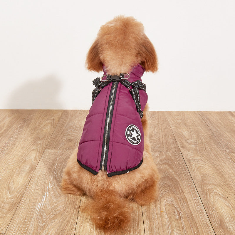 Reflective Dog Fashion Hoodie | Fleece-Lined Cotton Jacket