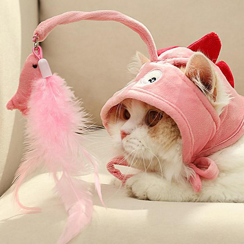 Head-Mounted Feather Cat Wand Toy - Hands-Free Interactive Play
