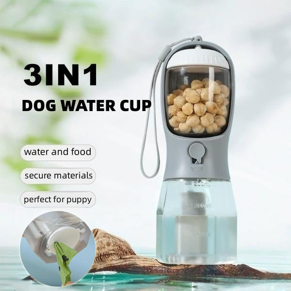3-in-1 Portable Pet Bottle | Water, Food & Waste Bags | 9 Colours (BestSeller)