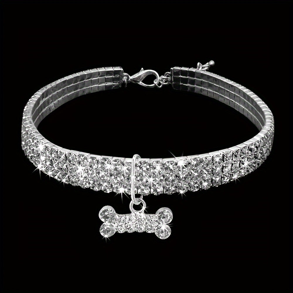 Pet Dog Rhinestone Adjustable Necklace