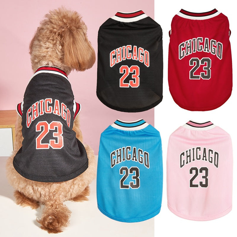 Chicago Basketball Jersey Dog Vest - Mesh Sports Shirt for Dogs