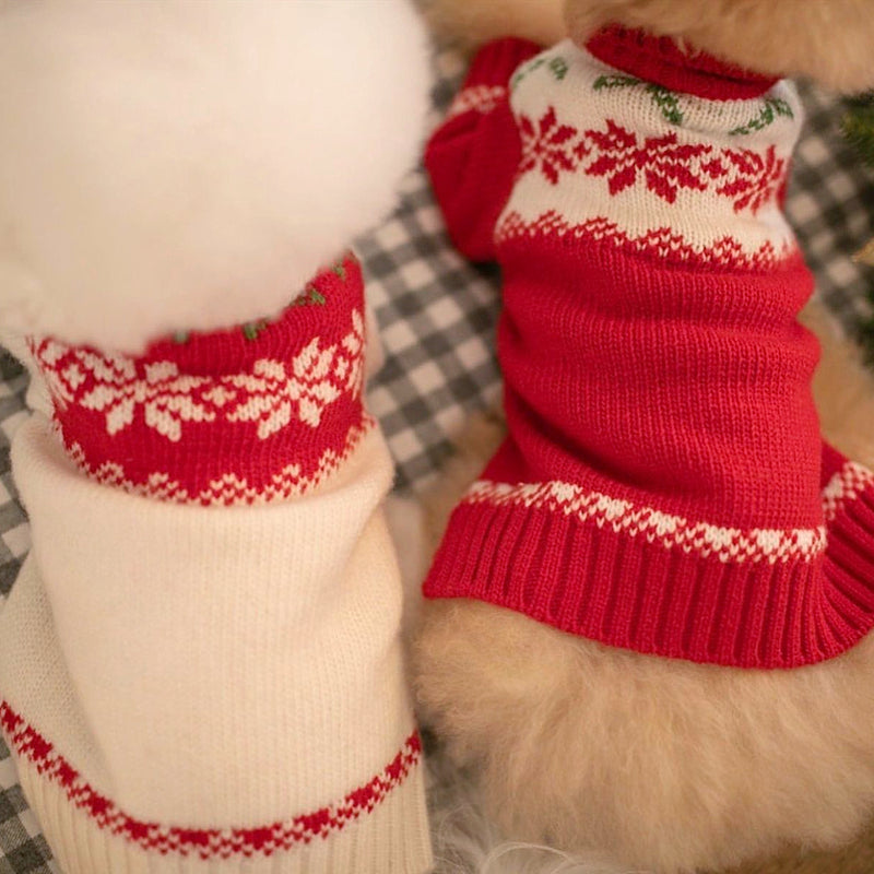 Festive Xmas Knitted Dog Sweater - Ideal for Smaller Breeds