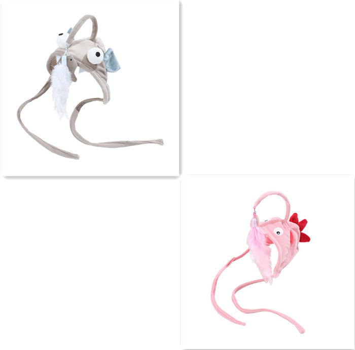 Head-Mounted Feather Cat Wand Toy - Hands-Free Interactive Play