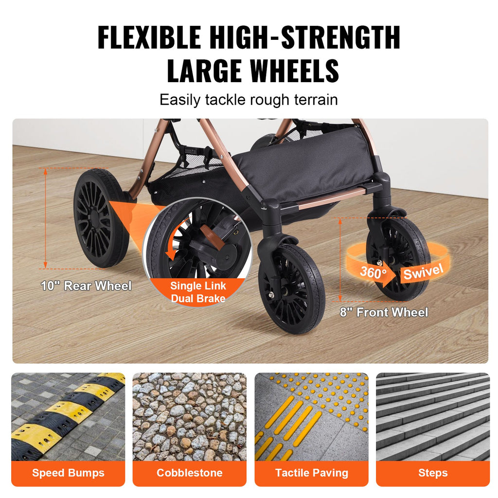 Pet Stroller with Brakes & Storage Basket – Up to 30kg