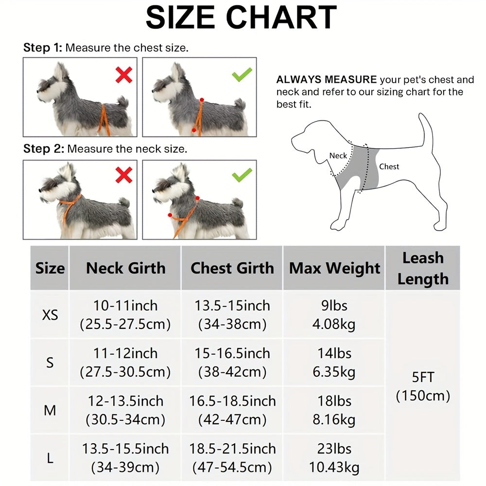Joytale Step in Dog Harness and leash Set,Reflective Soft Padded Nylon Leash,Breathable Mesh Vest Harness and Leash for Small and Medium Dogs