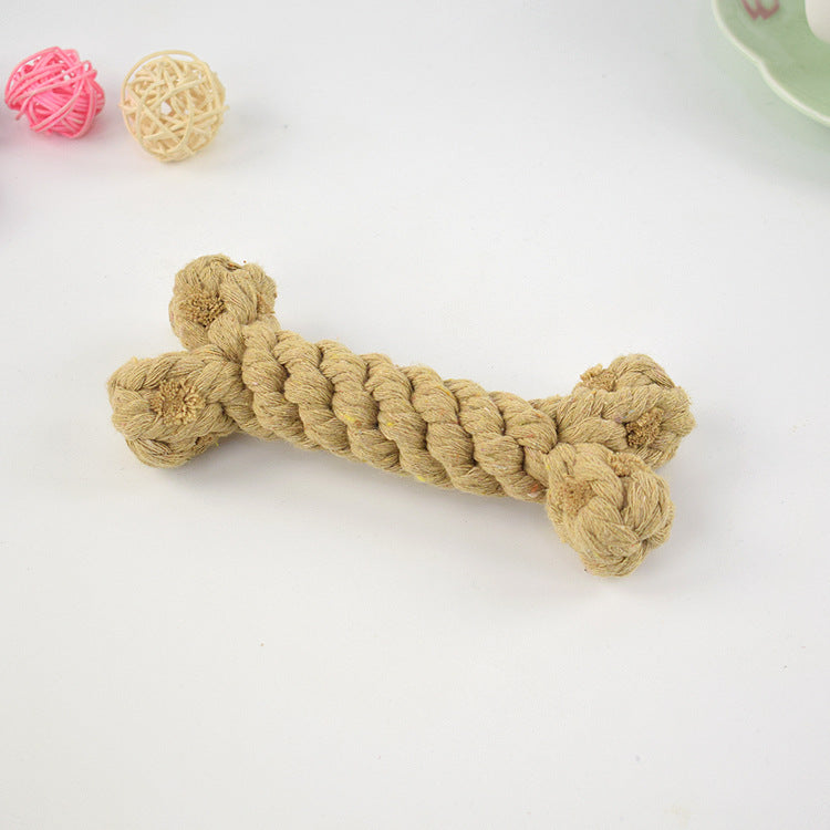Rope Bone Knot Dog Toy – Bite-Resistant Chew Toy | 15cm | Red, Grey, Yellow, Blue & Brown