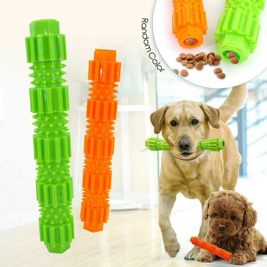 Rubber Treat Dispensing Dog Chew Toy - Teeth Cleaning & Squeaky