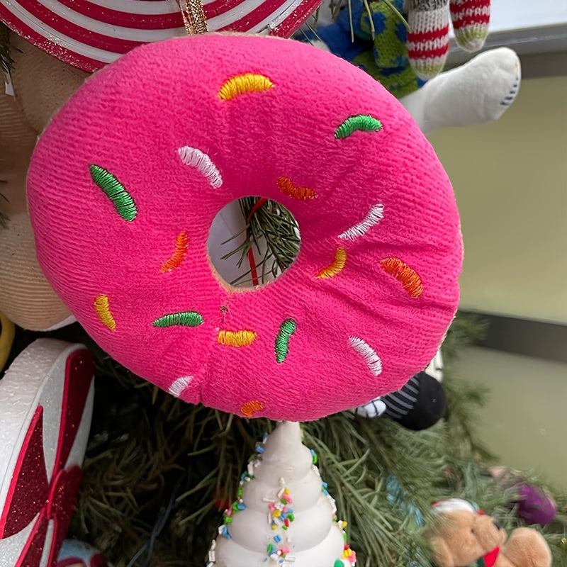 3pcs Squeaky Plush Donut Dog Toys - Soft Fabric Pet Pillows for Play & Party Favors, Ideal for Medium Breeds