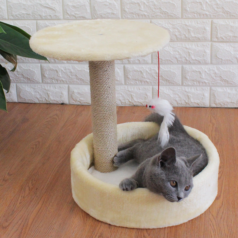 Small Sisal Cat Tree with Cave & Jumping Platform – All-Season Cat House | 5 Colours