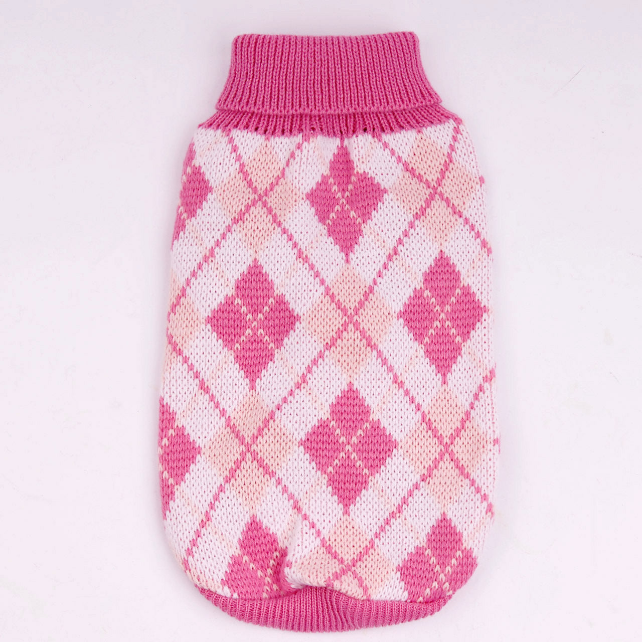 Geometric Diamond Knitted Dog & Cat Sweater - Round Neck Autumn & Winter