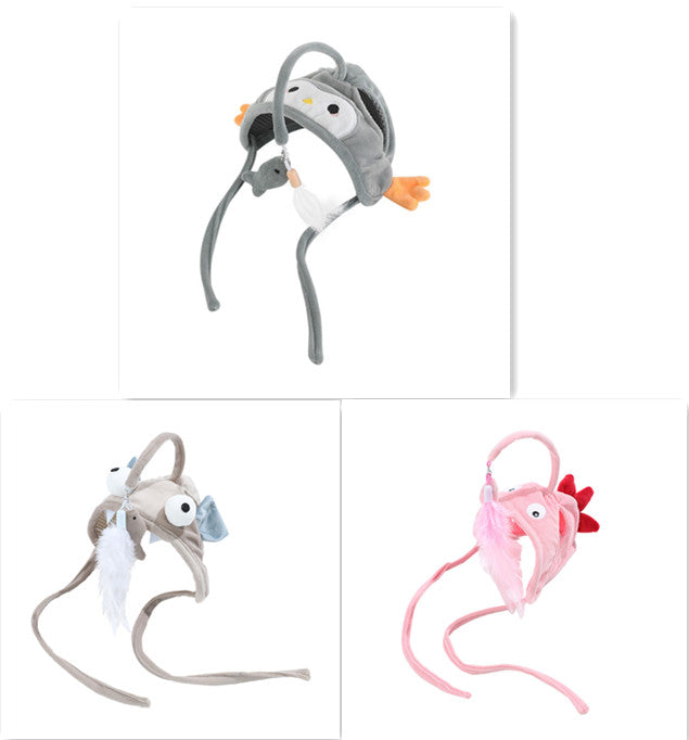 Head-Mounted Feather Cat Wand Toy - Hands-Free Interactive Play