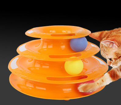 4-Layer Cat Ball Tower Track Toy - Interactive Rolling Ball Turntable