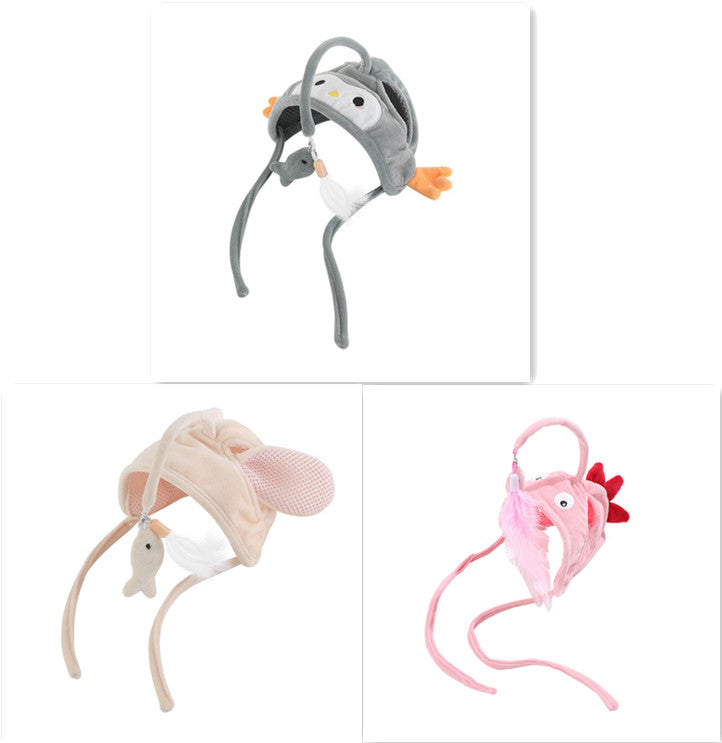 Head-Mounted Feather Cat Wand Toy - Hands-Free Interactive Play