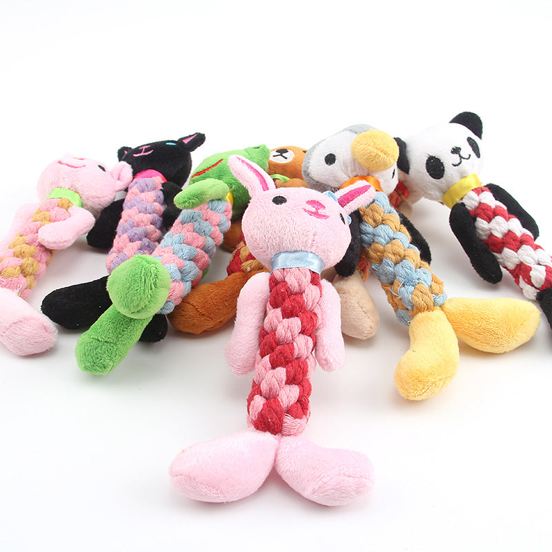 Cute Character Plush Squeaky Molar Dog Toy - 8 Designs