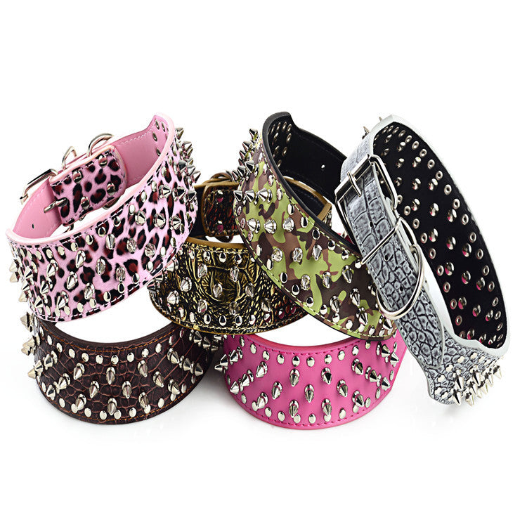 BellRub Leather Rivet Dog Collar – Adjustable | 6 Colours | XS–L