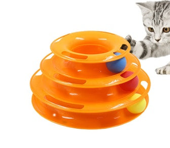 4-Layer Cat Ball Tower Track Toy - Interactive Rolling Ball Turntable