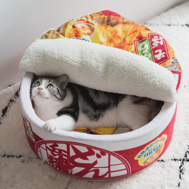Ramen Cat Bed | Plush Novelty Nest | S & L