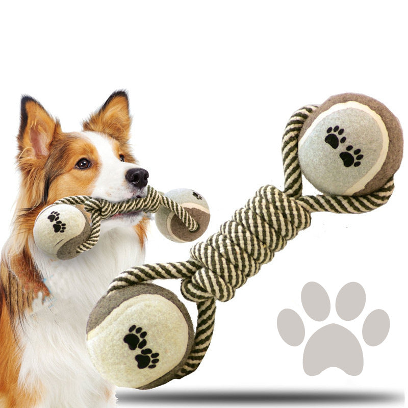 Cotton Rope Tennis Dumbbell Dog Toy - Tug, Fetch & Chew