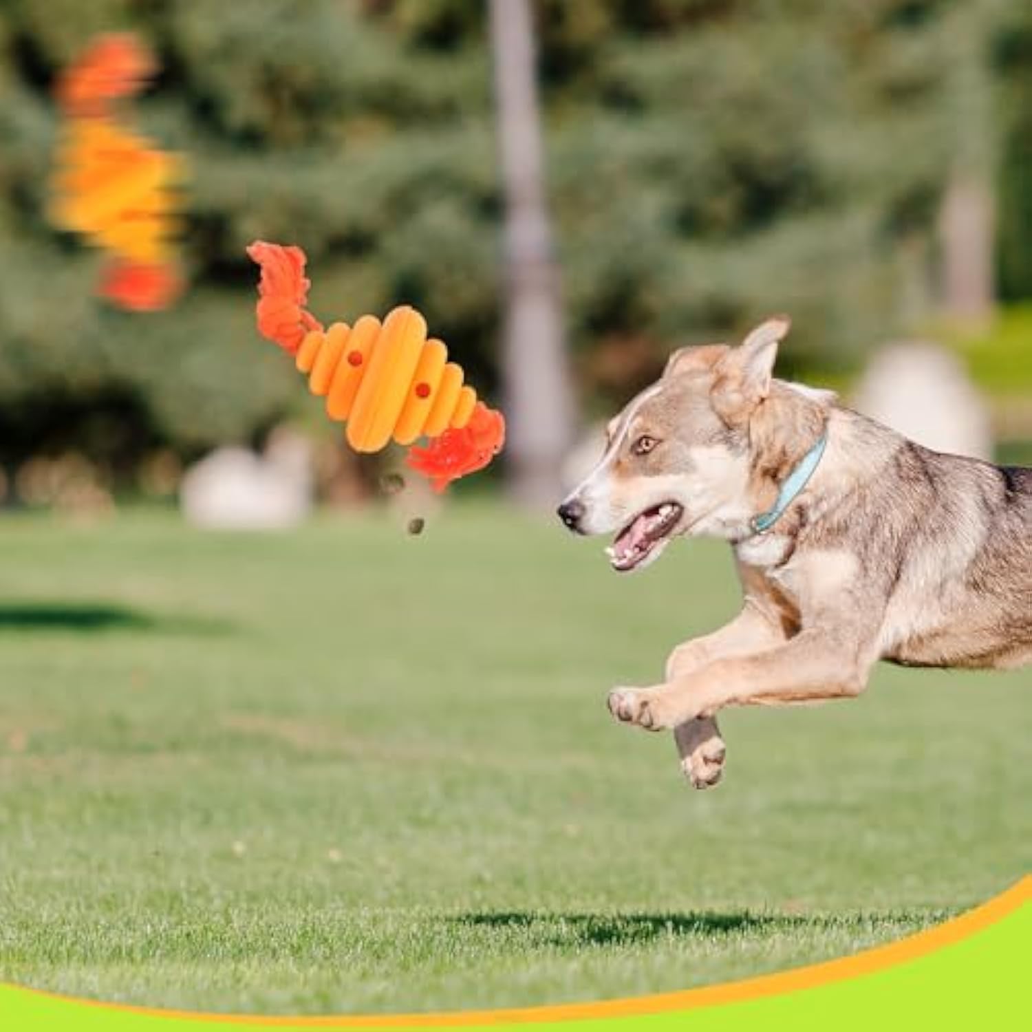 Rope Ball Treat Dispensing Dog Toy (Yellow OR Green)