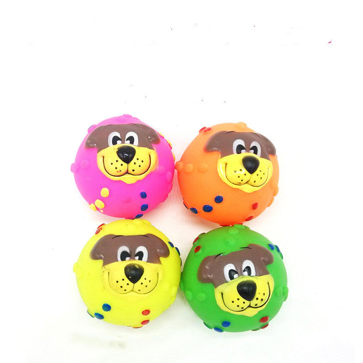 Novelty Vinyl Squeaky Dog Toy Ball - 5 Fun Designs
