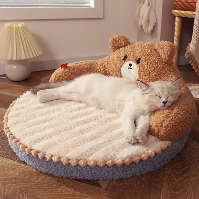 High Backrest Hug Teddy Bear Design Pet Bed - Washable All-Season Comfort