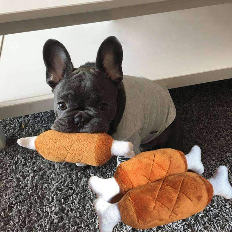 Plush Chicken Leg & Bone Squeaky Dog Molar Toy