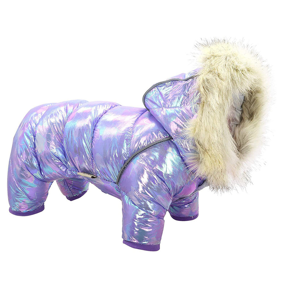 Metallic Laser Puffer Coat for Dogs - Button Fastening