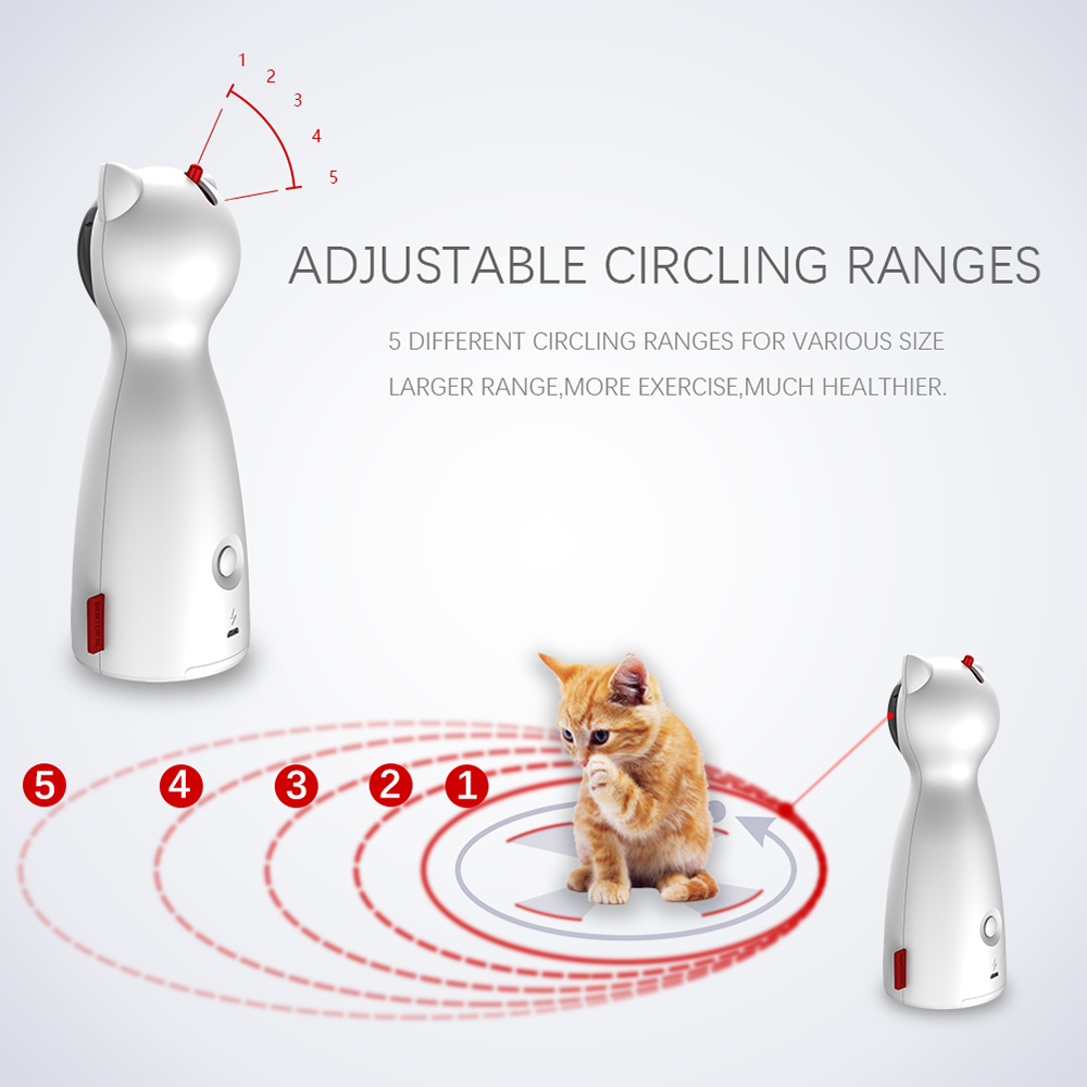Smart Automatic LED Laser Cat Toy - 5 Rotation Ranges, USB Rechargeable