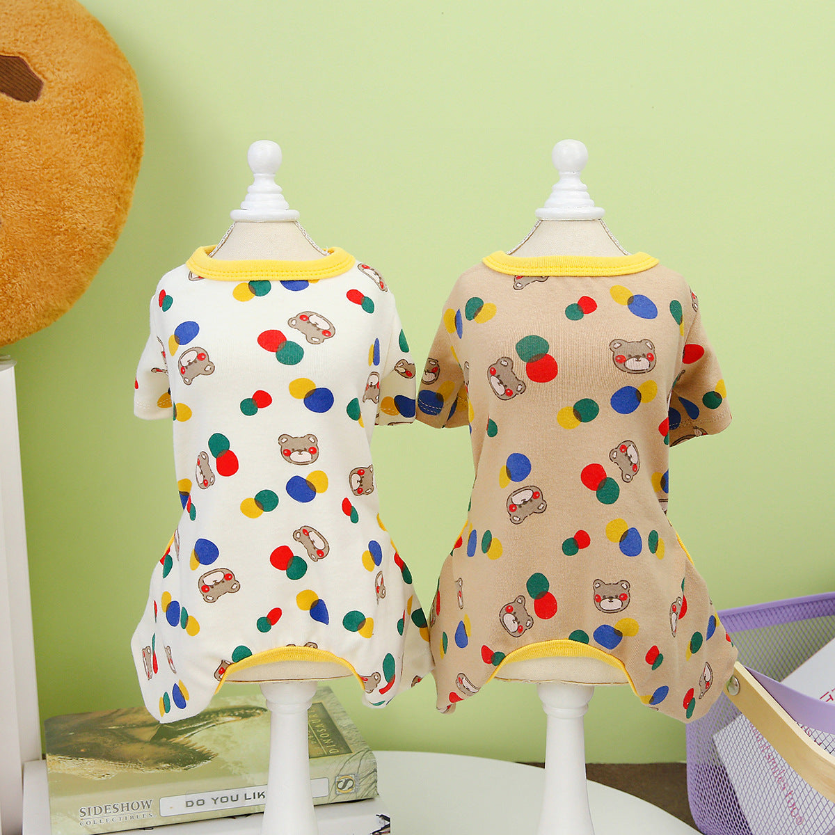 Colourful Ball Bear Dog Jumper - Soft Cotton & Spandex Blend