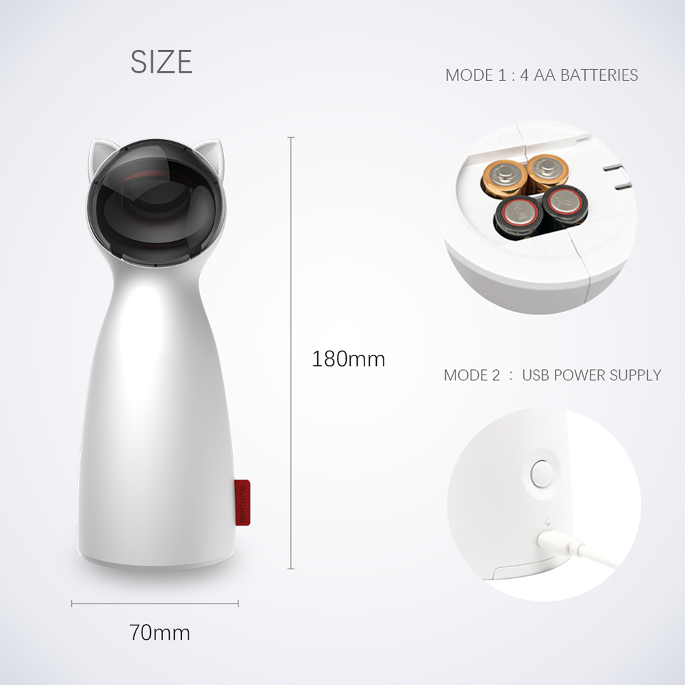 Smart Automatic LED Laser Cat Toy - 5 Rotation Ranges, USB Rechargeable