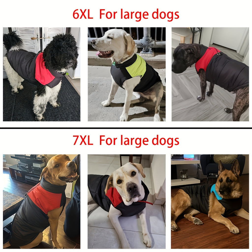 Waterproof And Windproof Fleece-Lined Dog Coat With Zipper For Small And Medium Digs, Cotton Filling, Polyester Shell, Adjustable Closure