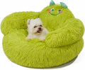 Green Monster Donut Bed - Plush Calming Cuddler for Small Pets