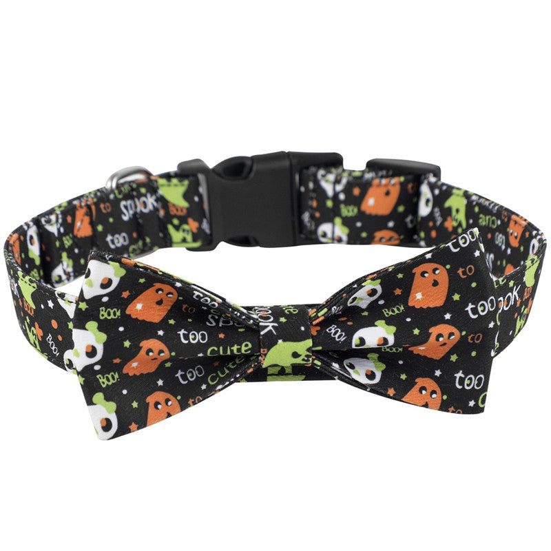 Halloween Bow Tie Collar – Adjustable Collar for Dogs | Yellow, Purple, Black & White | S, M & L