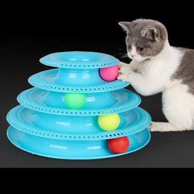 4-Layer Cat Ball Tower Track Toy - Interactive Rolling Ball Turntable