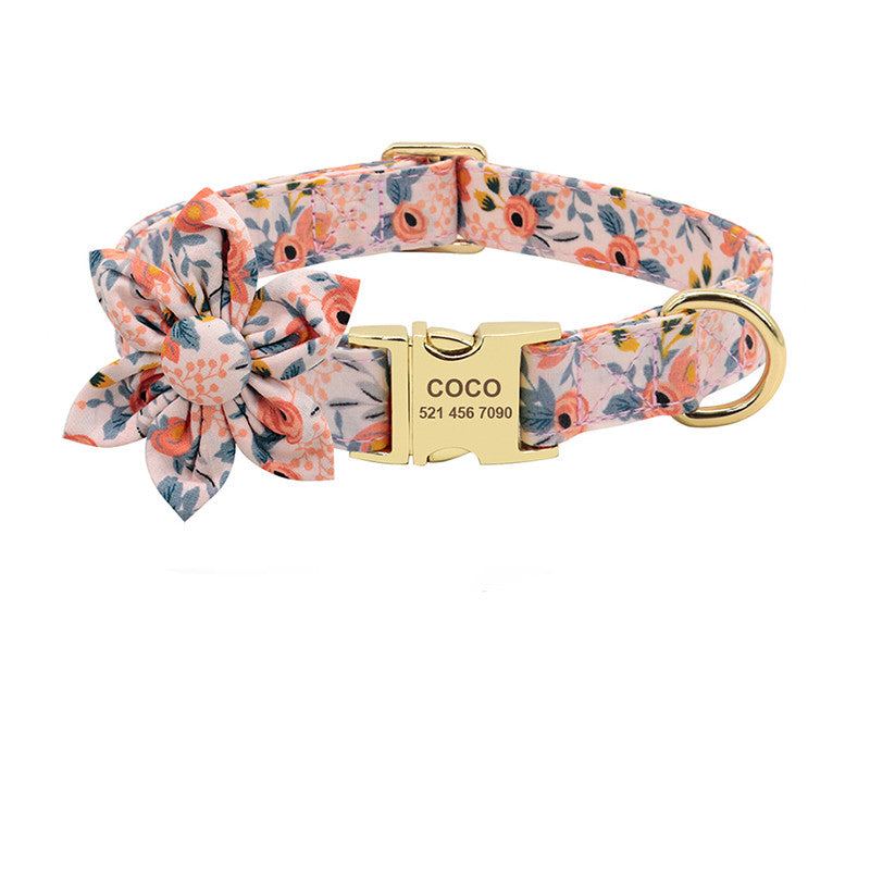 BellyRub Floral Dog Collar Customisable – Adjustable Pet Collar for Dogs & Cats | S, M & L