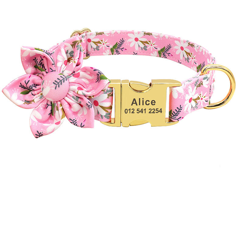 BellyRub Floral Dog Collar Customisable – Adjustable Pet Collar for Dogs & Cats | S, M & L