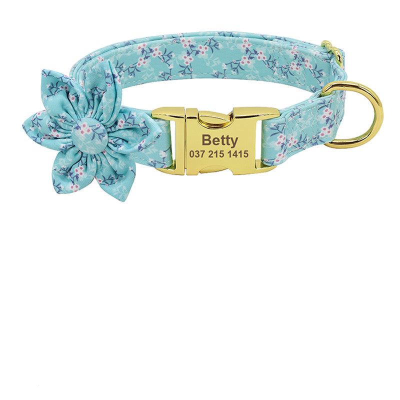BellyRub Floral Dog Collar Customisable – Adjustable Pet Collar for Dogs & Cats | S, M & L