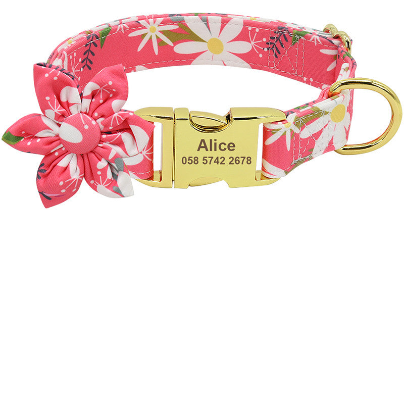 BellyRub Floral Dog Collar Customisable – Adjustable Pet Collar for Dogs & Cats | S, M & L