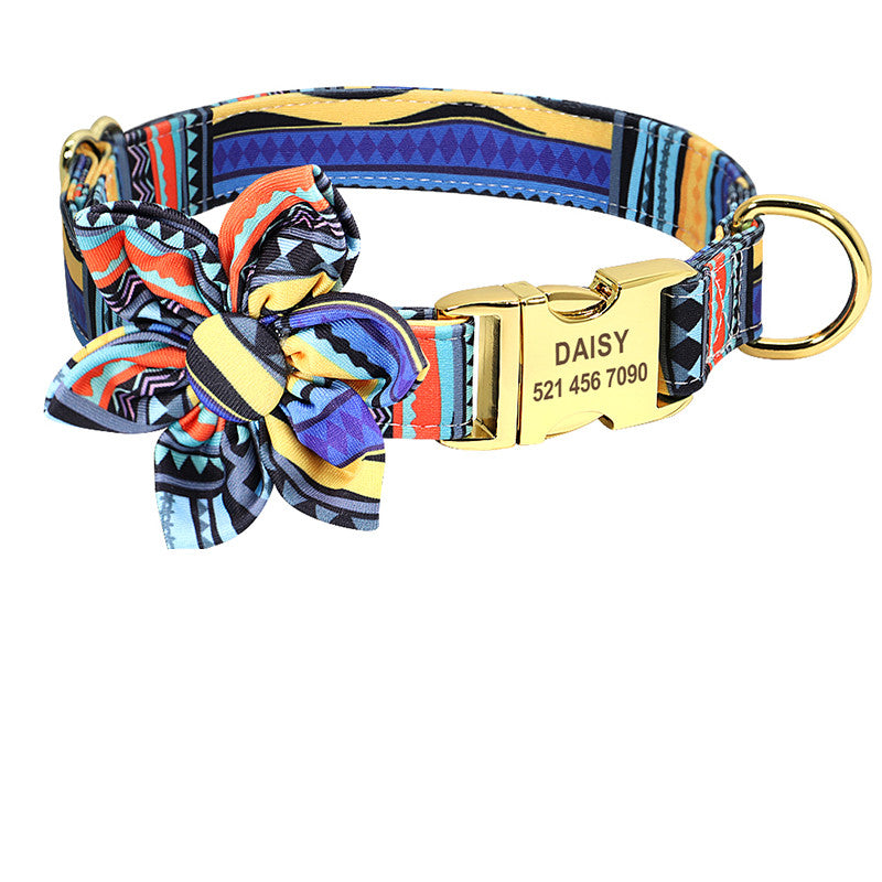 BellyRub Floral Dog Collar Customisable – Adjustable Pet Collar for Dogs & Cats | S, M & L