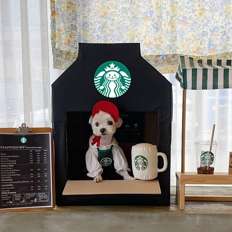 Barista Star Bib Apron Handknitted - Cats & Dogs