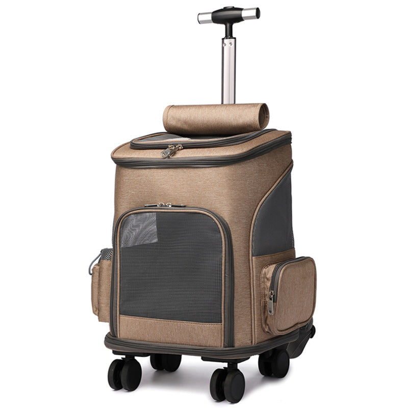 Rolling Trolley Pet Backpack Carrier with Universal Wheels