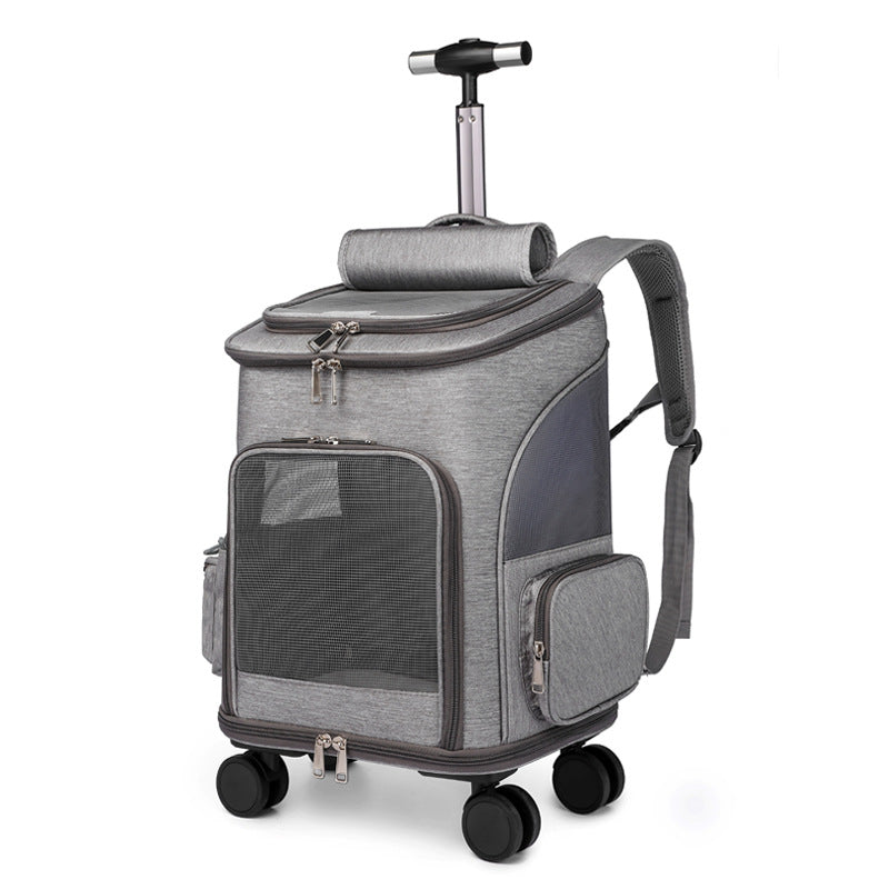 Rolling Trolley Pet Backpack Carrier with Universal Wheels