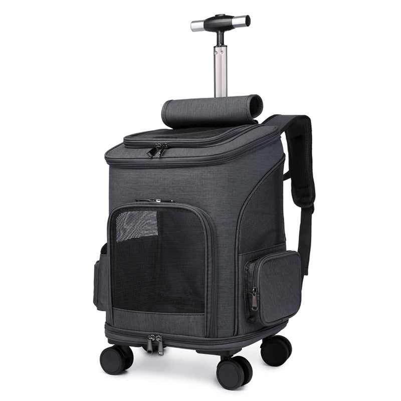 Rolling Trolley Pet Backpack Carrier with Universal Wheels