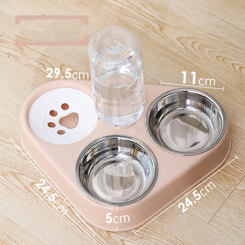 Automatic Gravity Pet Water & Food Bowl – Triple Bowl Station | Small & Large | Dark Blue, Pink & Green