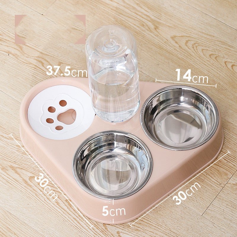 Automatic Gravity Pet Water & Food Bowl – Triple Bowl Station | Small & Large | Dark Blue, Pink & Green