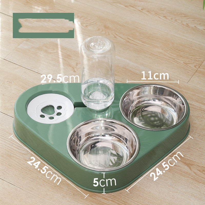 Automatic Gravity Pet Water & Food Bowl – Triple Bowl Station | Small & Large | Dark Blue, Pink & Green