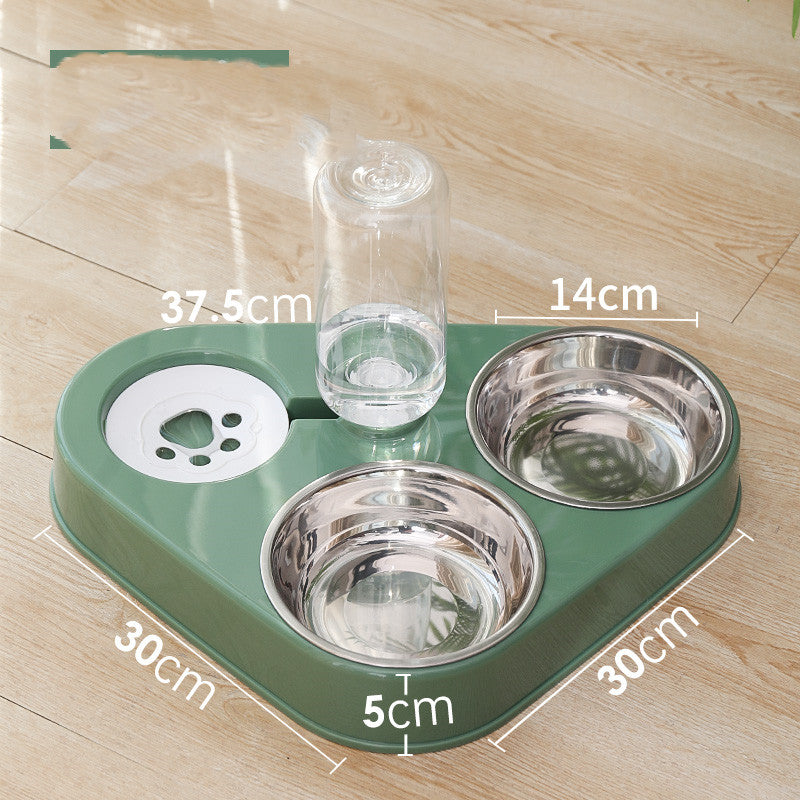 Automatic Gravity Pet Water & Food Bowl – Triple Bowl Station | Small & Large | Dark Blue, Pink & Green